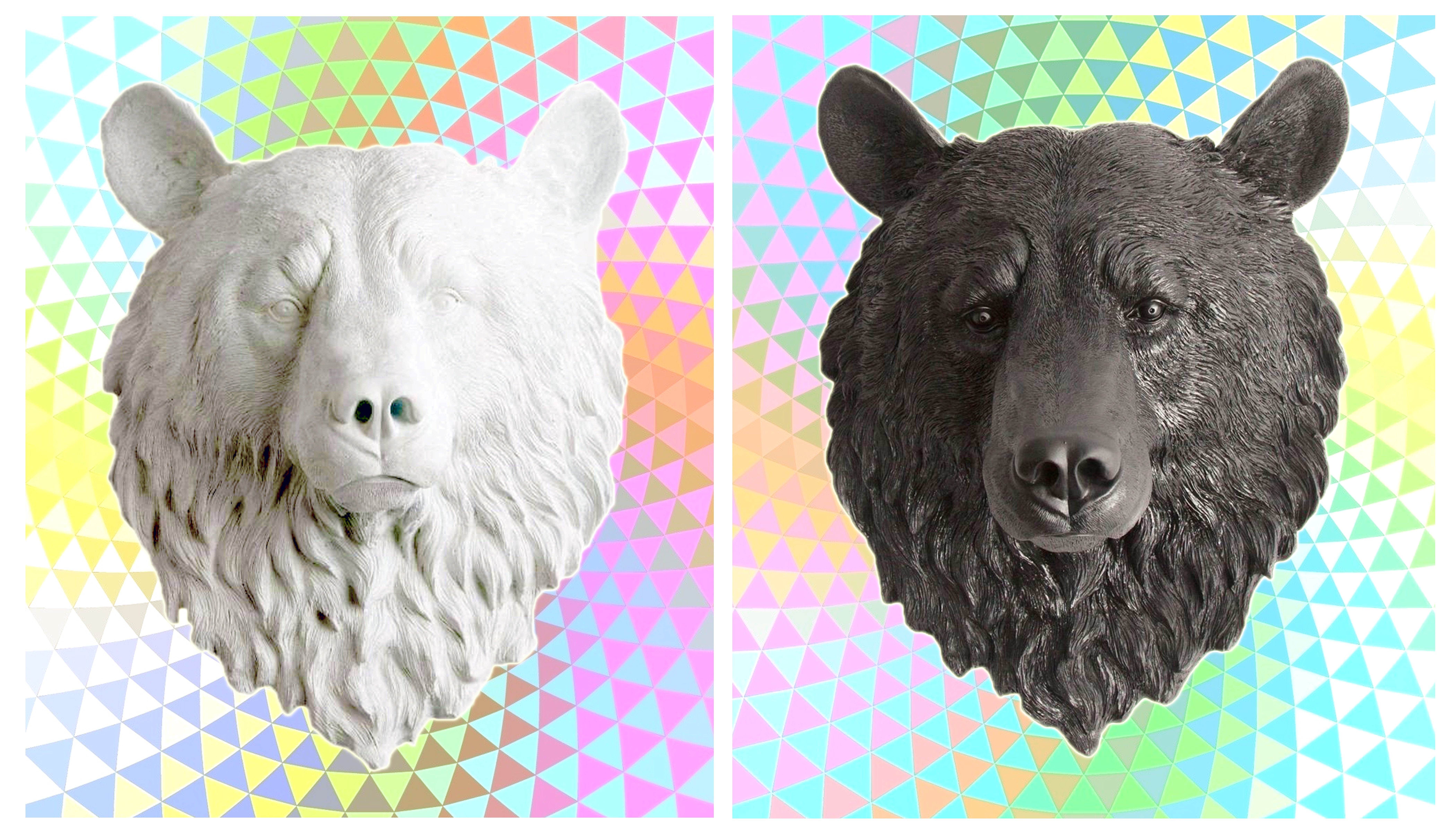 Psychedelic Faux Taxidermy Bears
